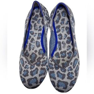 ROTHYS RARE RETIRED Leopard Print The Flat Size 7 Gray Blue Cheetah Luxury NWOT